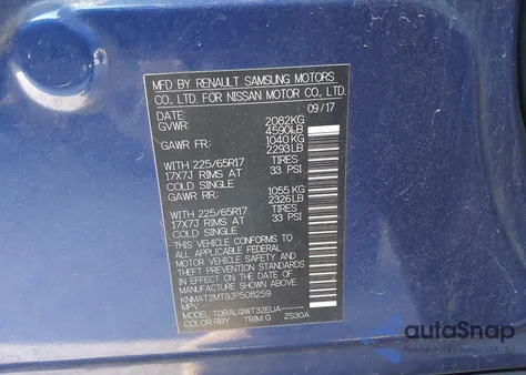 2018 Nissan Rogue Sv from USA, damaged, VIN KNMAT2MT9JP508259